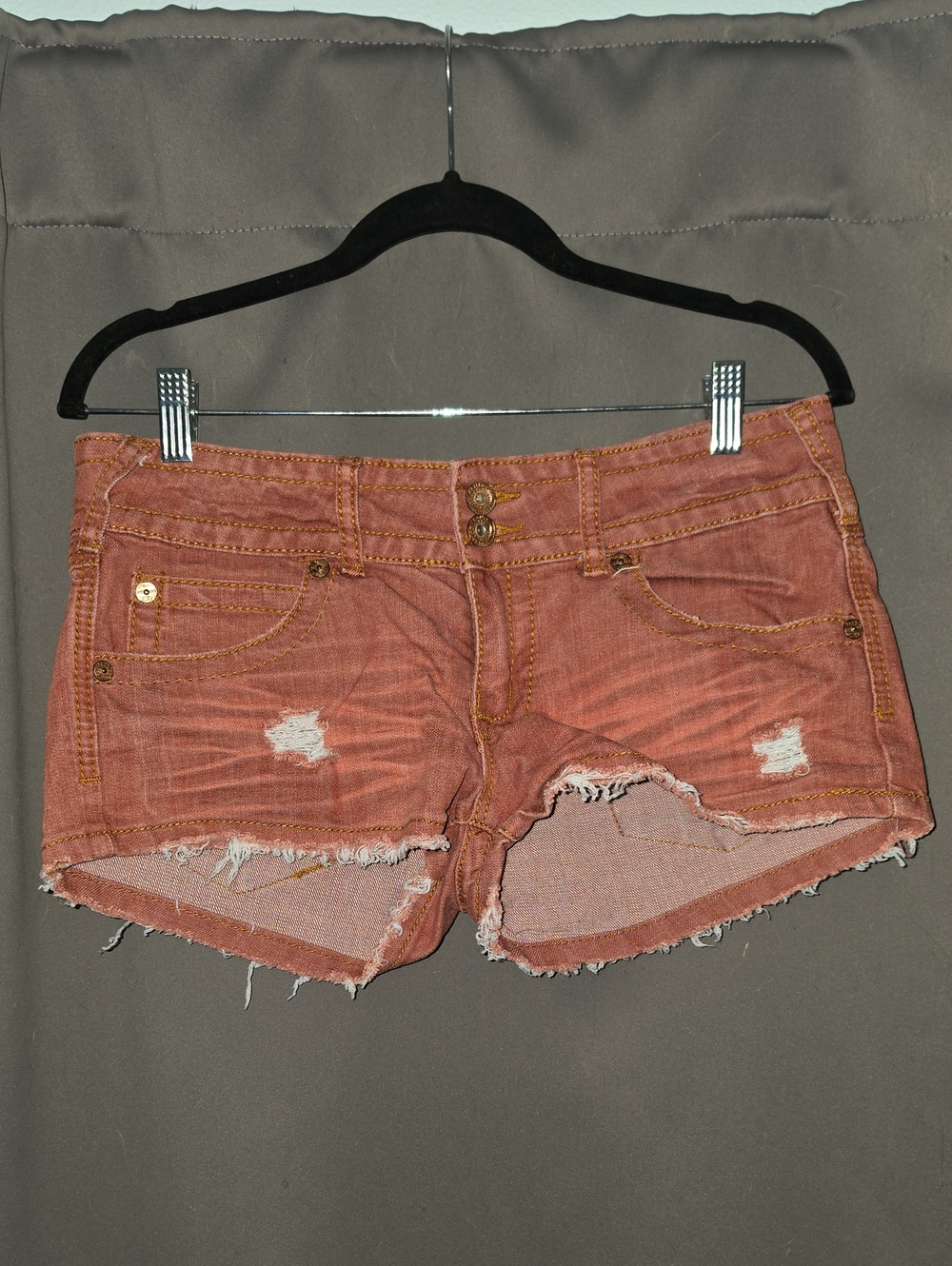 Rust-Colored Distressed Women's Denim Shorts